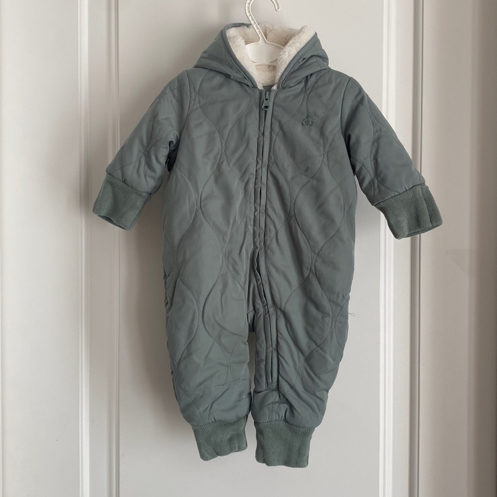 BABY GAP Gasoline Green Bear Ears with Sherpa Size 0-3 Months Fold Over Mitts